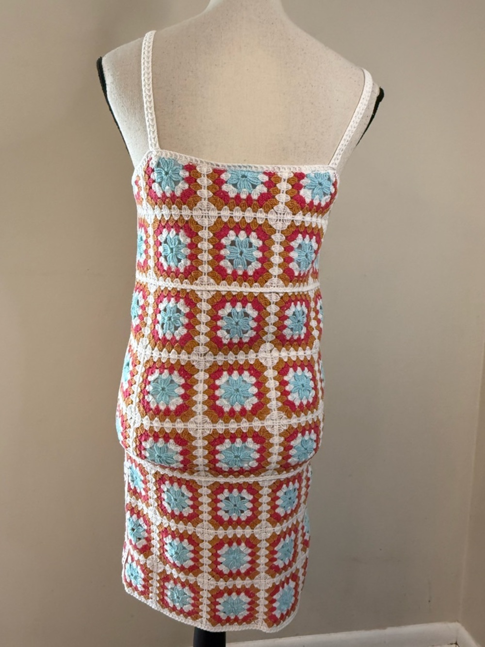 Willow & Wind boho crochet midi sundress blue tan red white SZ XS - Picture 4 of 12